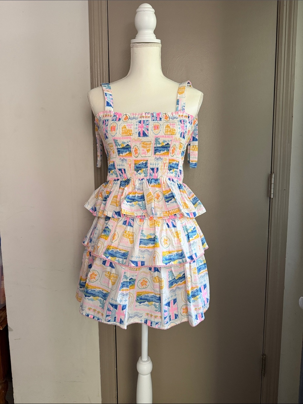 Haute Hippie Multicolor Set skirt & top with Pink, Blue & Yellow Accents